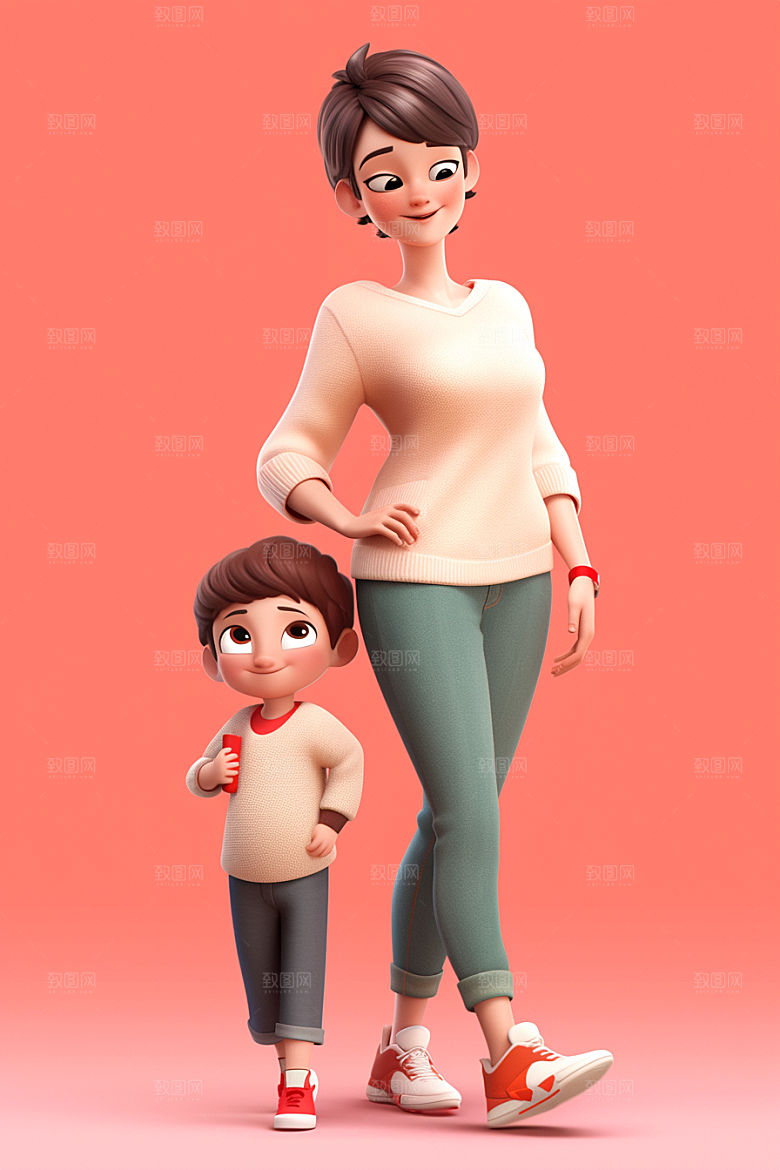 母亲和孩子亲子亲情模型