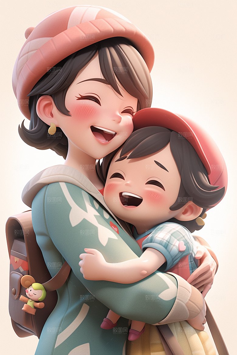 母亲和孩子立体母爱模型