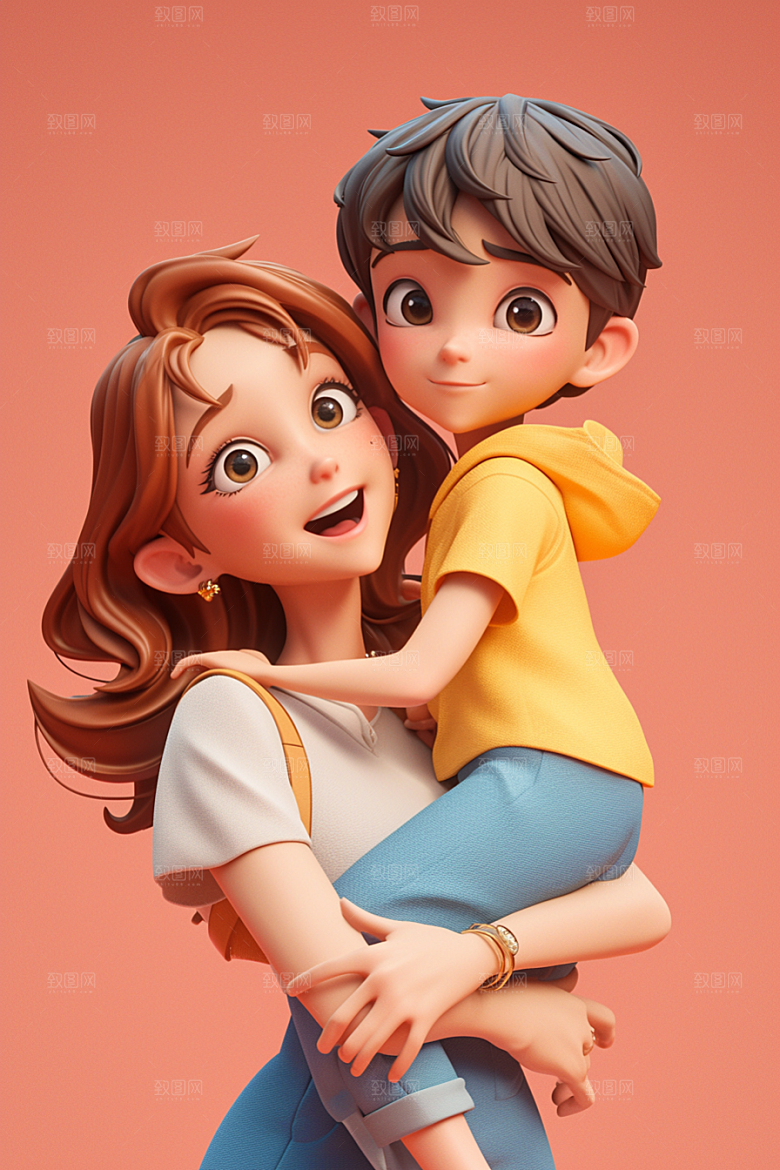母亲和孩子母爱3D模型