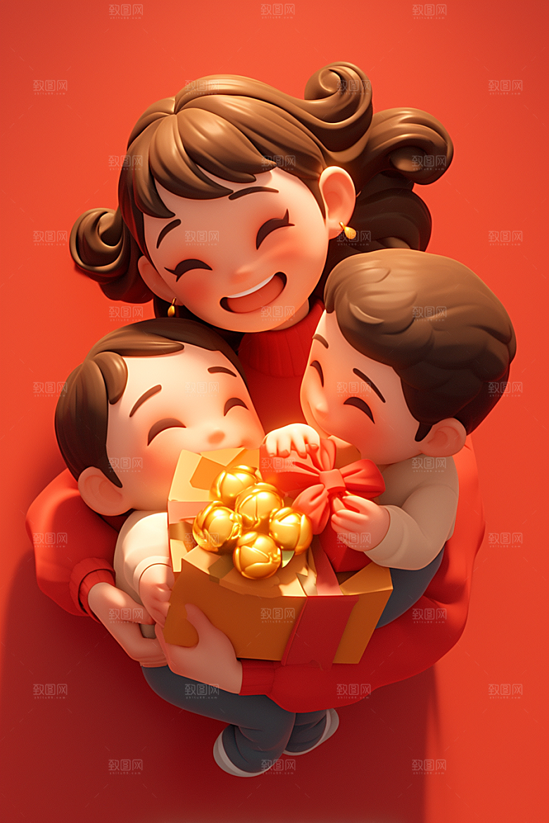 母亲和孩子母亲节3D模型