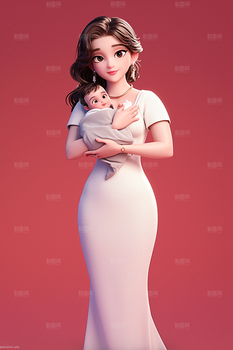 母亲和孩子亲子母爱模型