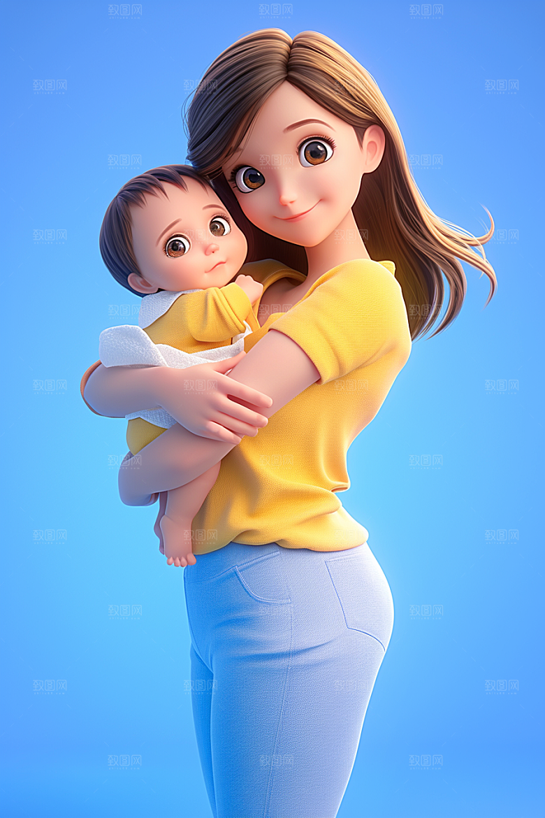 母亲和孩子母爱母亲节模型