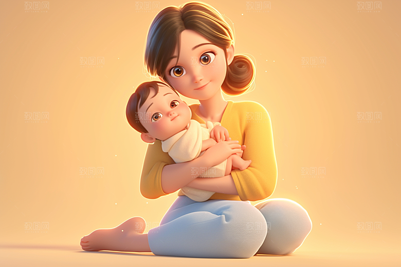 母亲和孩子亲子亲情模型
