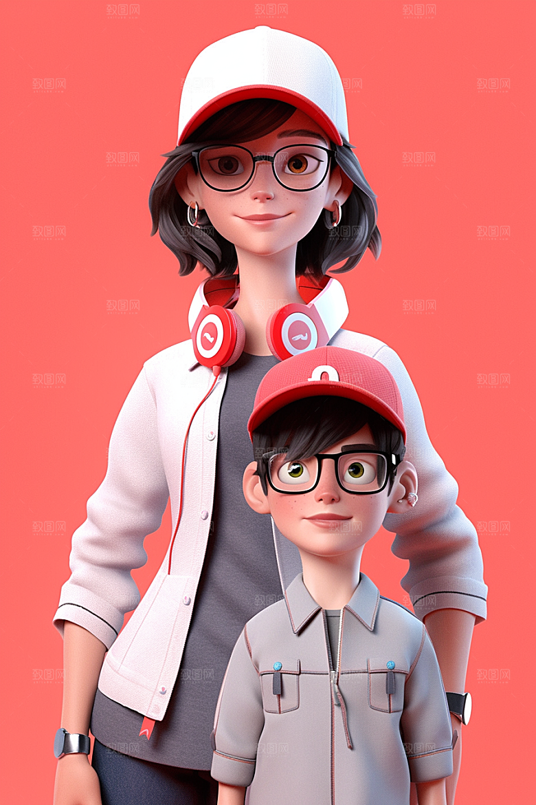 母亲和孩子亲子家庭模型