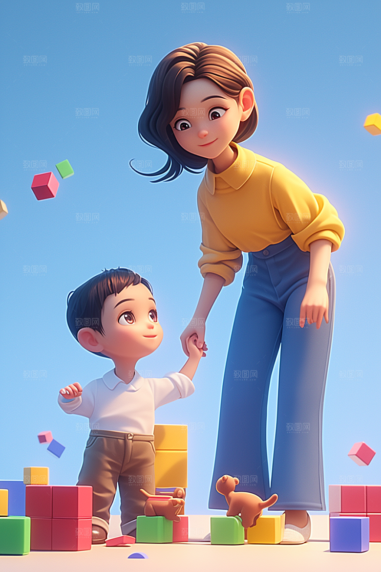 母亲和孩子亲情亲子模型