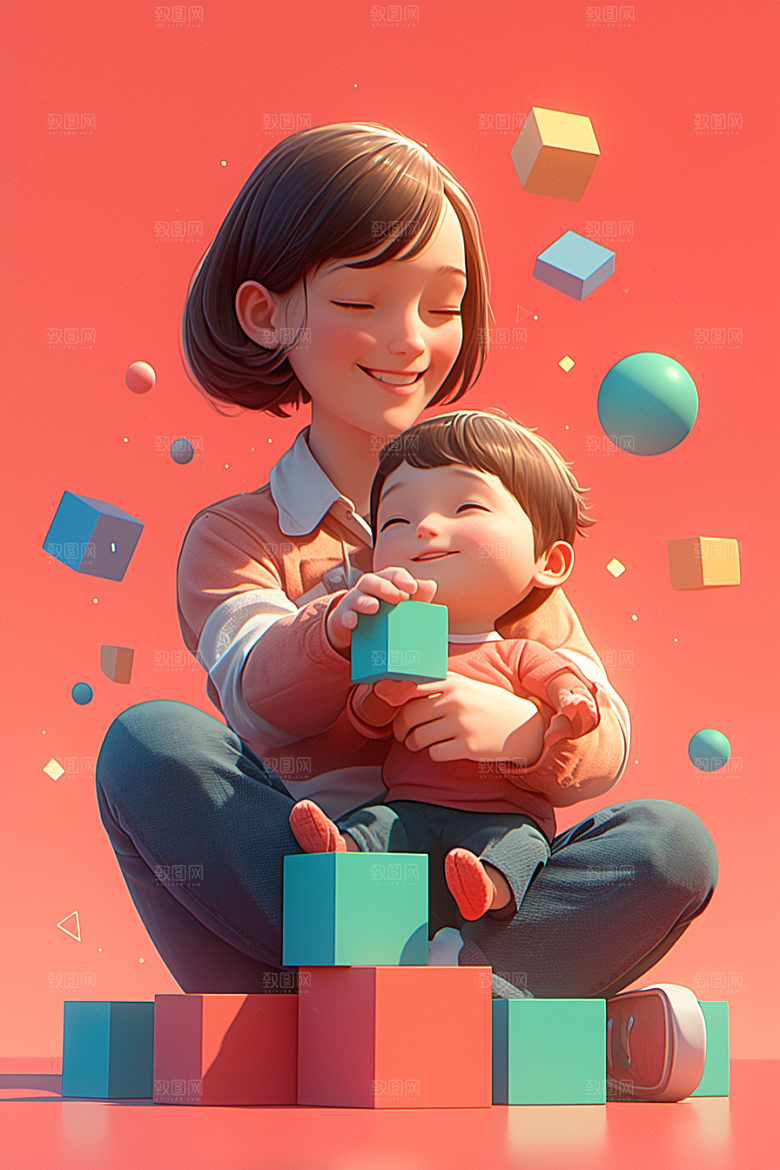 母亲和孩子母爱亲子模型