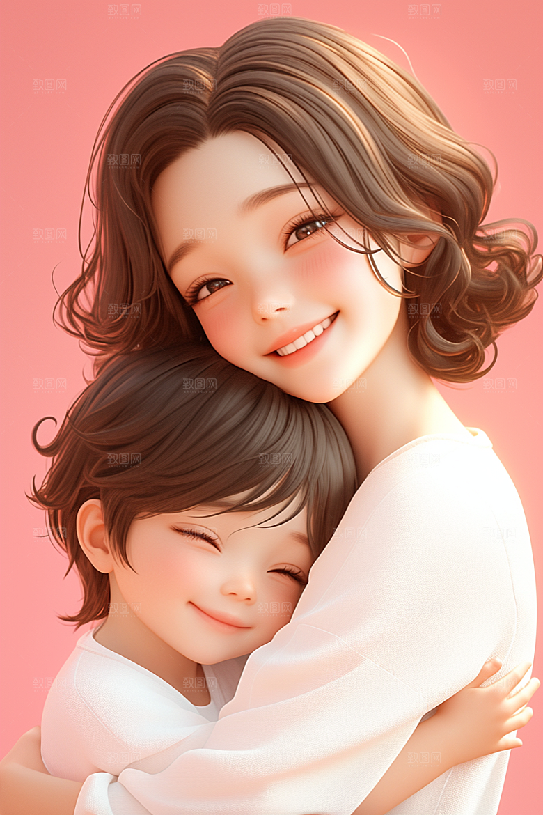 母亲和孩子人物亲子模型