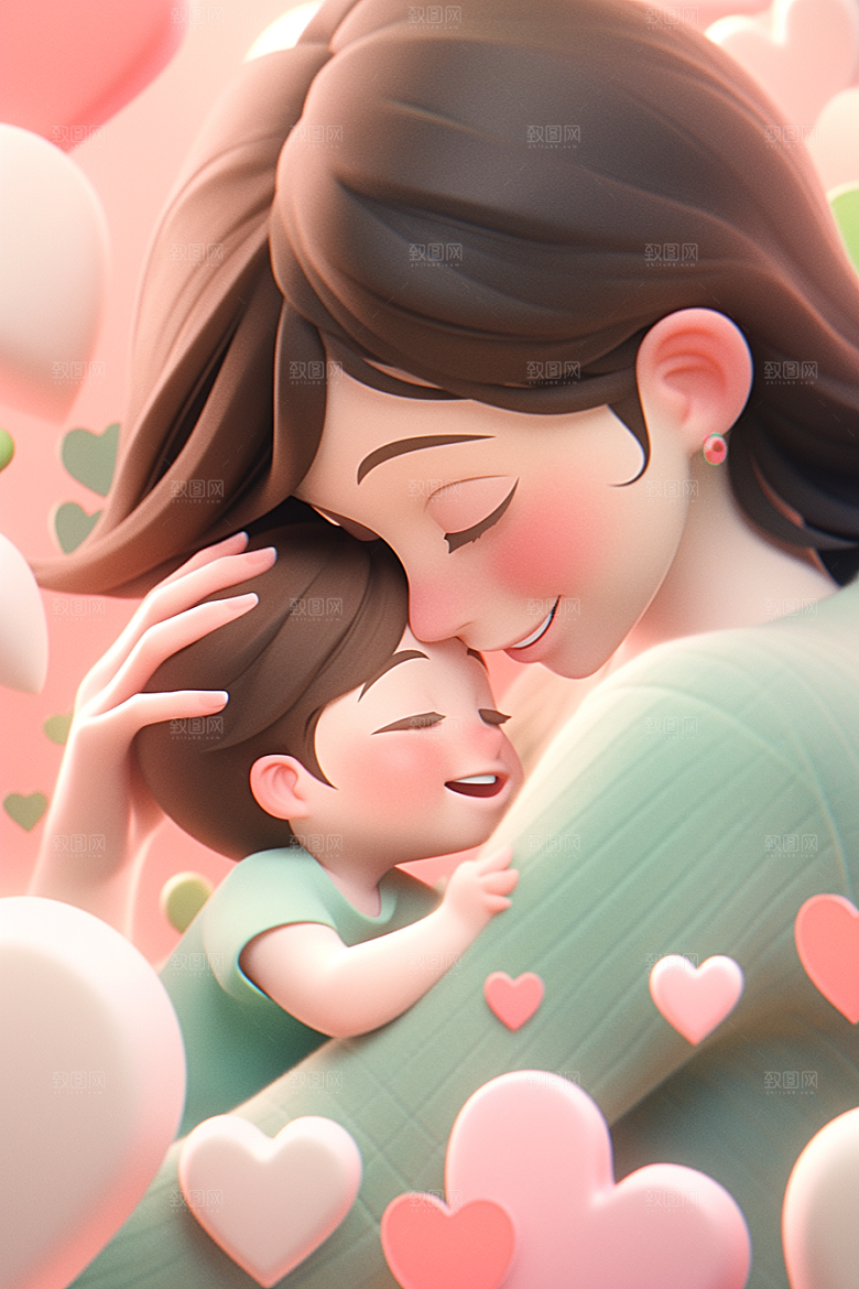 母亲和孩子亲情温情模型