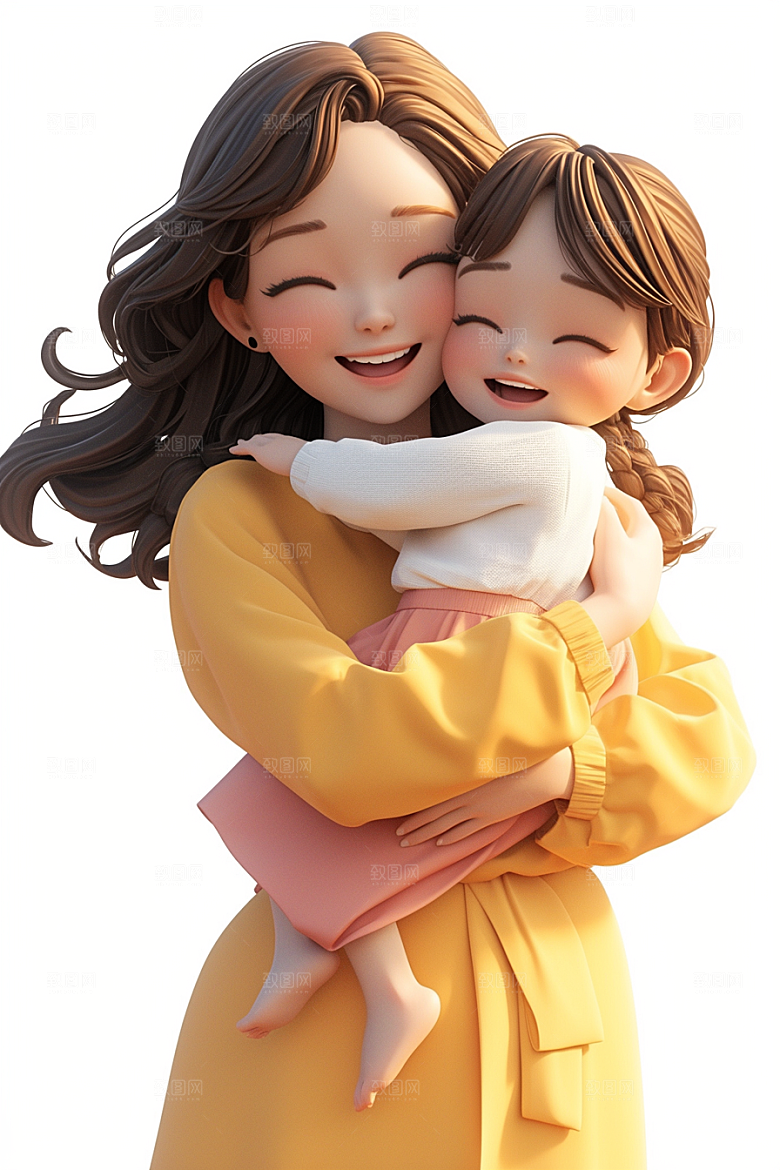 母亲和孩子亲情3D模型