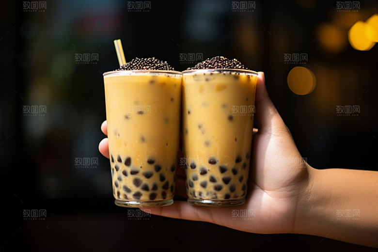 奶茶果茶温暖摄影图