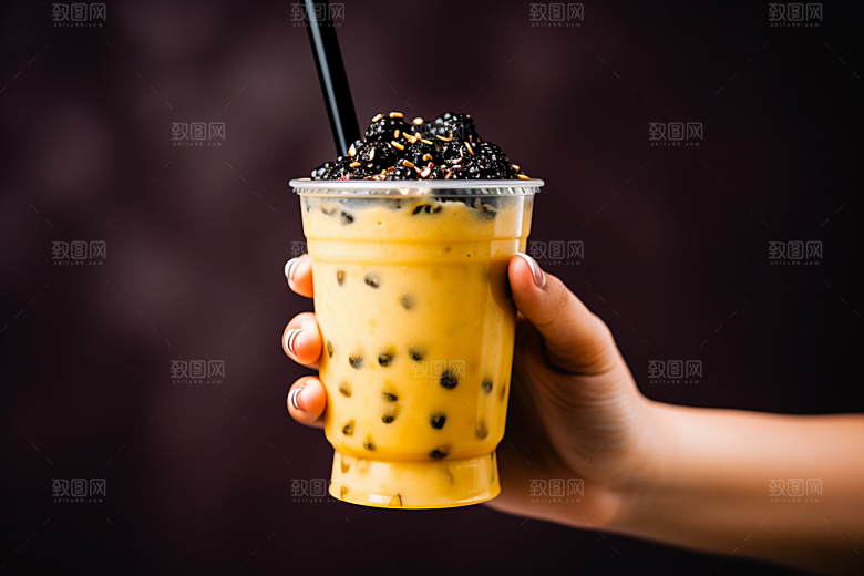 奶茶甜品美味摄影图