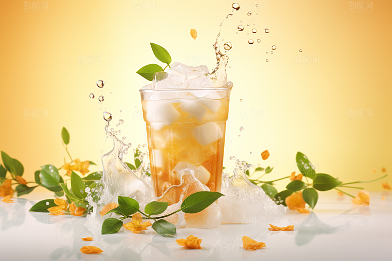 奶茶果茶饮料摄影图