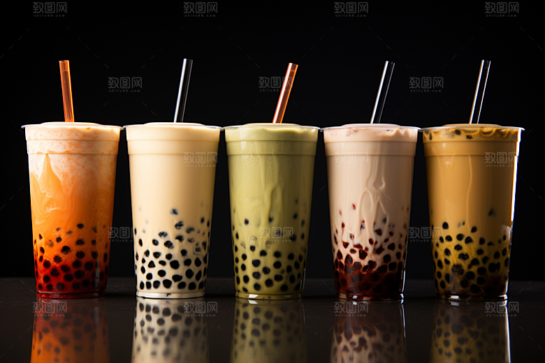奶茶果茶甜品摄影图