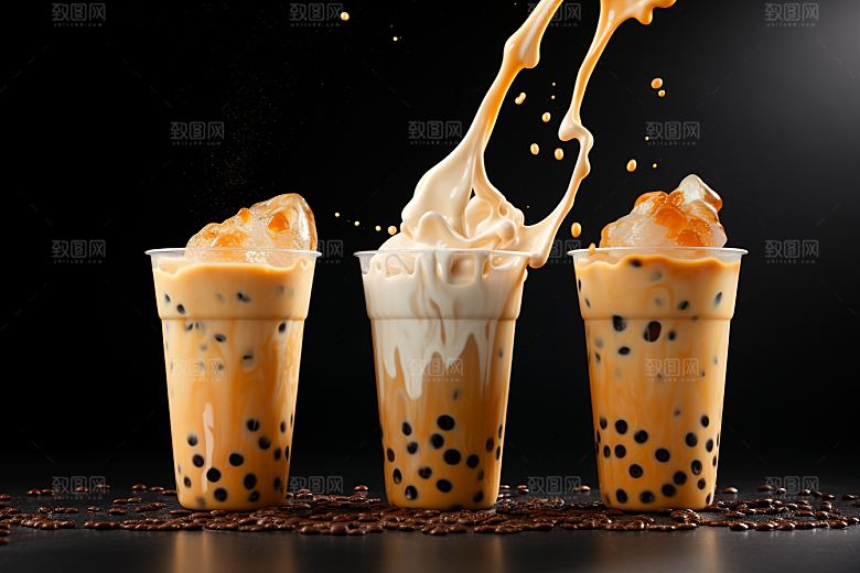 奶茶果茶饮料摄影图