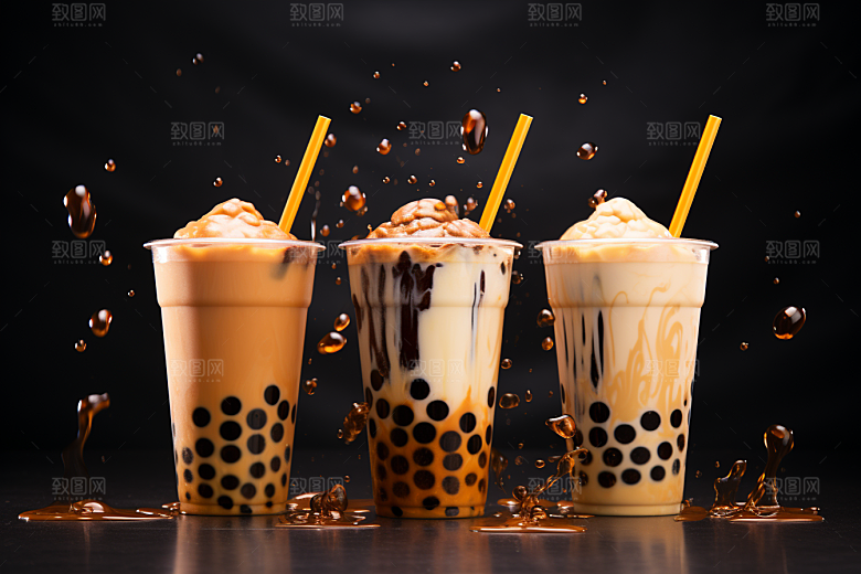 奶茶饮料广告摄影图