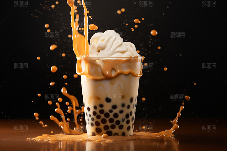 奶茶美味广告摄影图