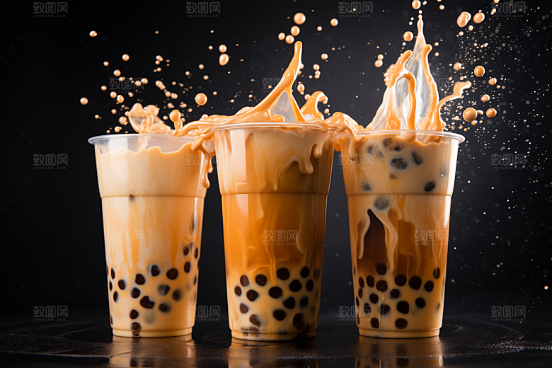 奶茶美味果茶摄影图