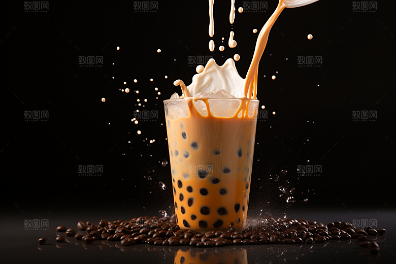 奶茶甜品美味摄影图