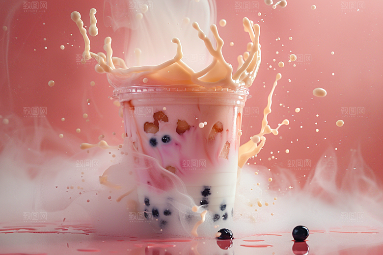 奶茶果茶美味摄影图