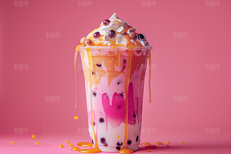 奶茶美味甜品摄影图