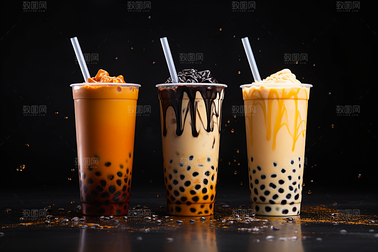 奶茶饮料果茶摄影图