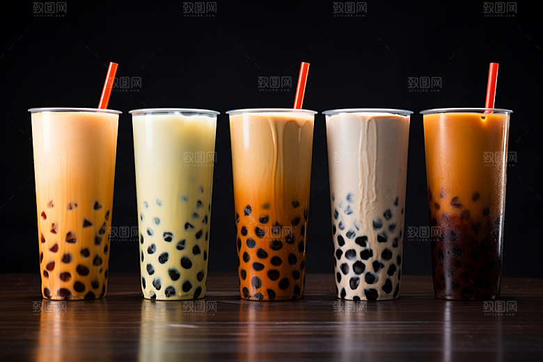 奶茶果茶美味摄影图