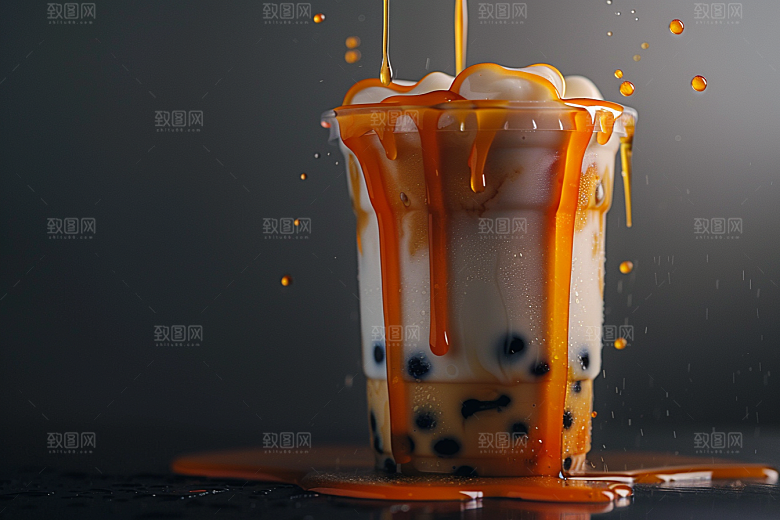 奶茶甜品广告摄影图