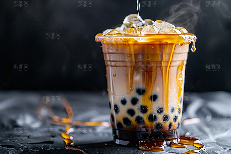 奶茶卡路里甜品摄影图