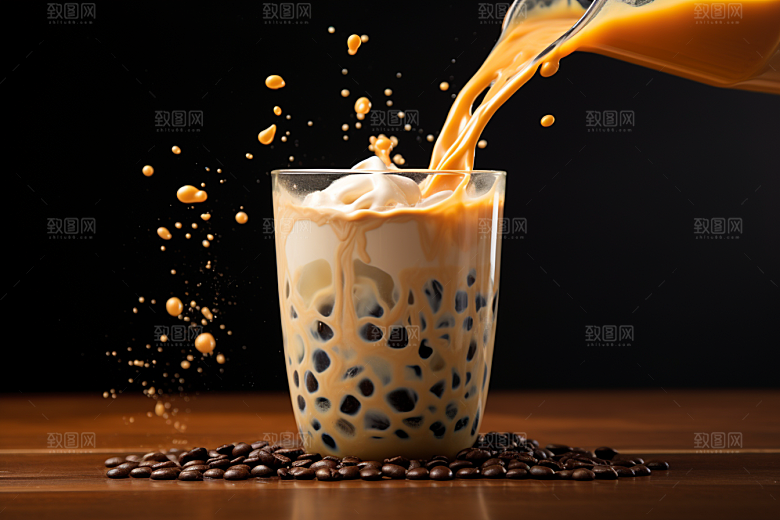 奶茶温暖果茶摄影图