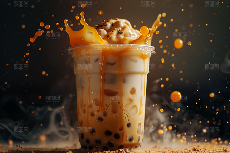 奶茶果茶卡路里摄影图