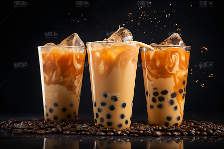 奶茶生活果茶摄影图