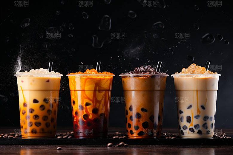 奶茶果茶甜品摄影图