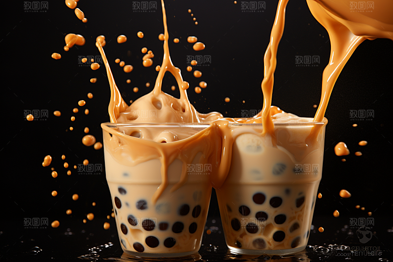 奶茶果茶甜品摄影图