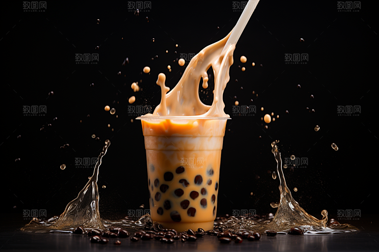 奶茶饮料果茶摄影图