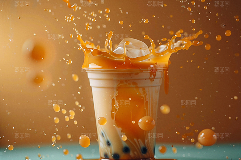 奶茶卡路里广告摄影图