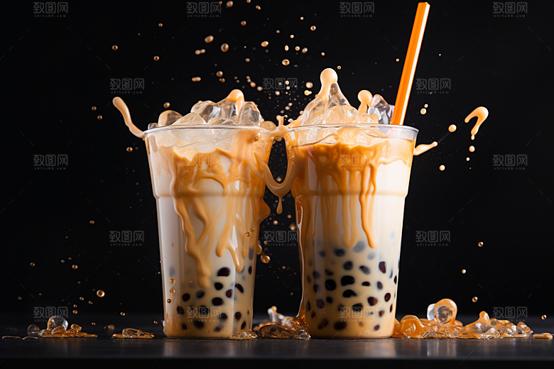 奶茶果茶甜品摄影图
