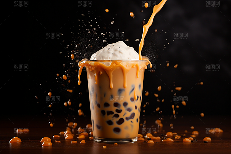 奶茶高清卡路里摄影图