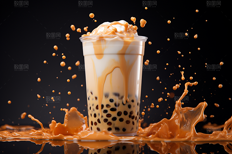 奶茶饮品甜品摄影图
