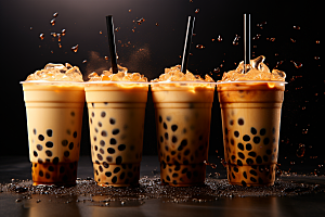 奶茶生活果茶摄影图