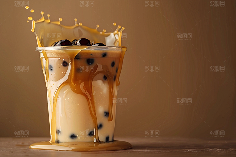 奶茶果茶美味摄影图