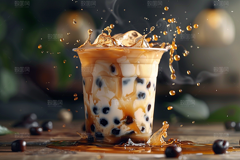 奶茶果茶甜品摄影图
