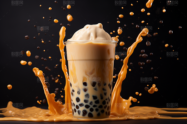 奶茶生活果茶摄影图