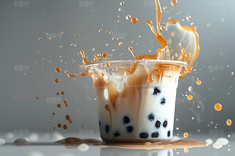 奶茶饮品果茶摄影图