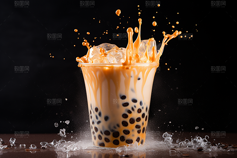 奶茶饮料果茶摄影图