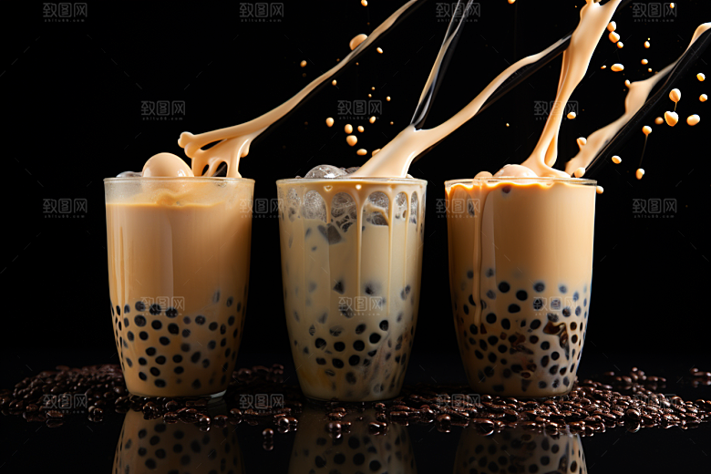 奶茶饮品甜品摄影图