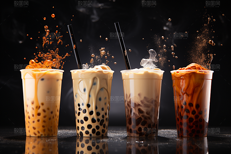 奶茶果茶饮料摄影图