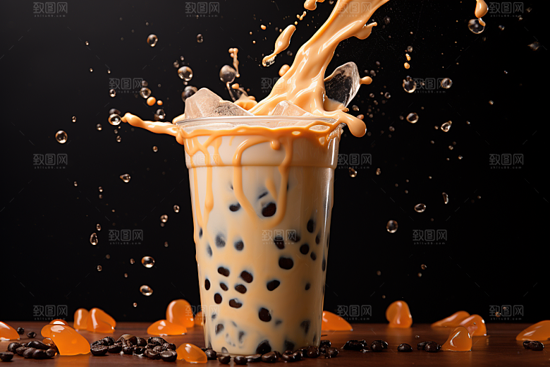 奶茶美味果茶摄影图