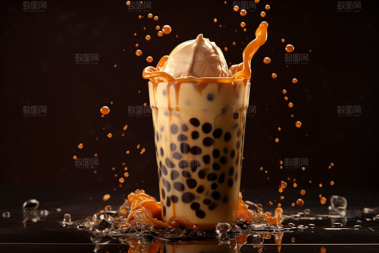 奶茶果茶温暖摄影图