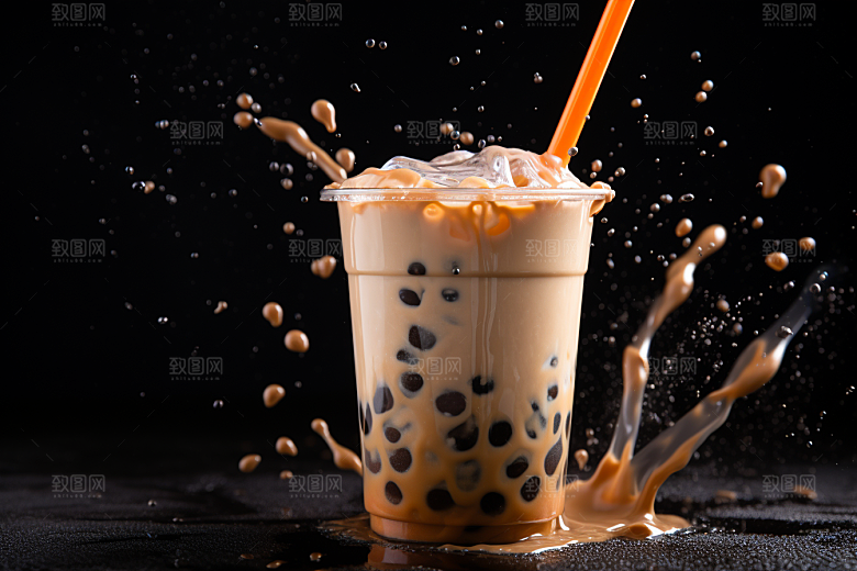 奶茶卡路里果茶摄影图