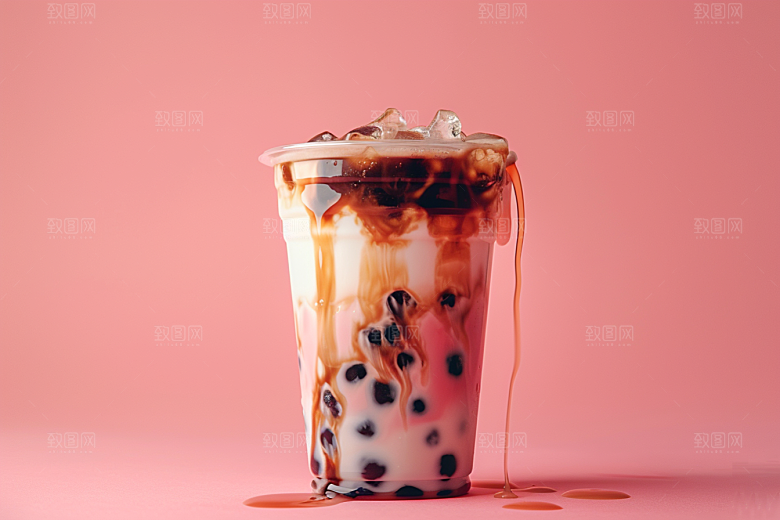 奶茶卡路里甜品摄影图